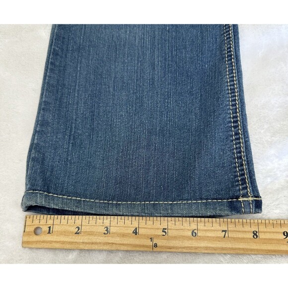Cache Bootcut Jeans Women’s Blue Denim Stretch Rhinestones Embroidered Sz 2 - Picture 15 of 16